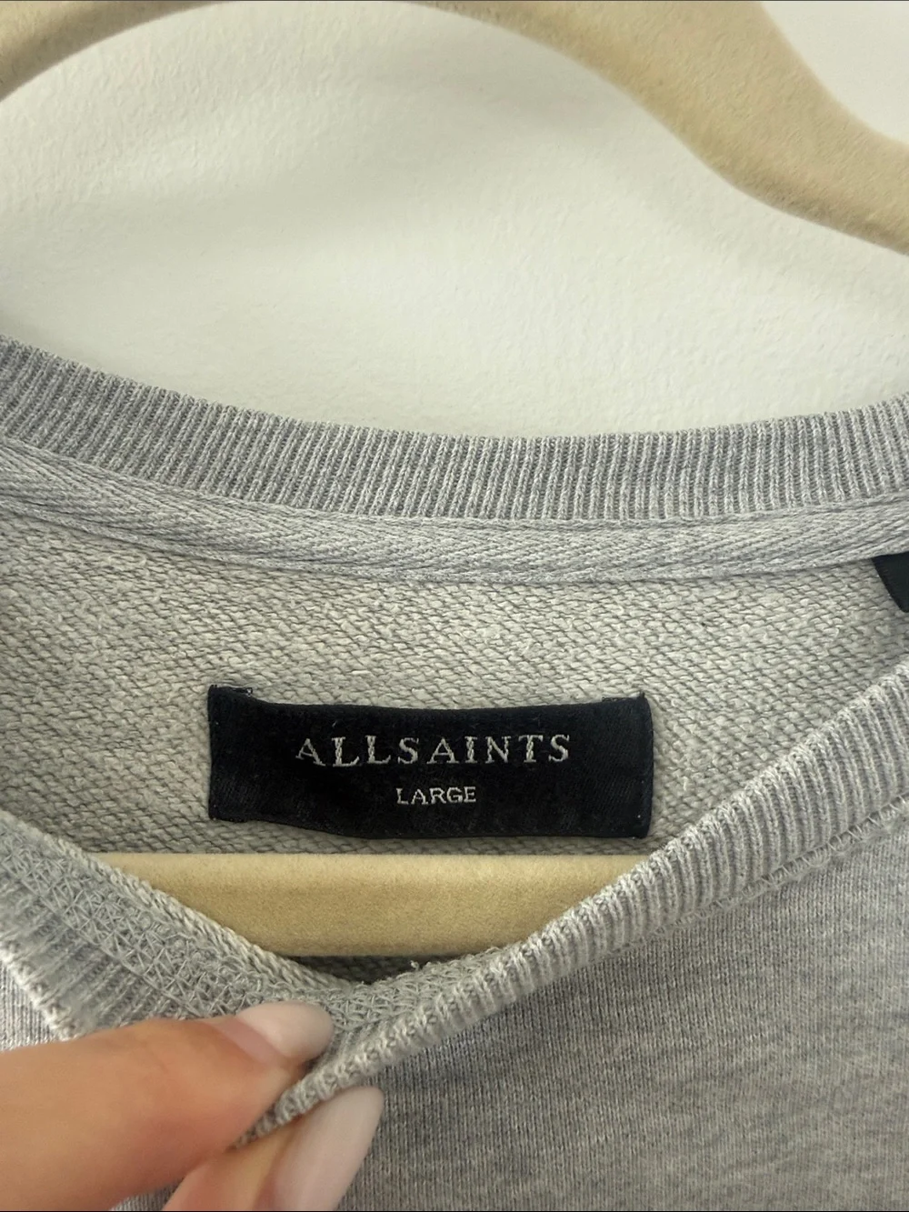 AllSaints Men's Crewneck Sweatshirt - Light Grey